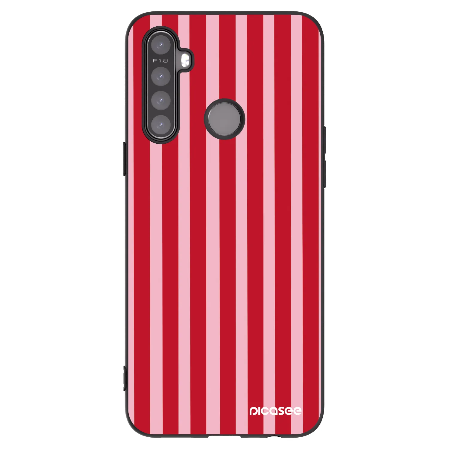 Picasee fekete szilikon tok az alábbi mobiltelefonokra Realme 5 - Lines red