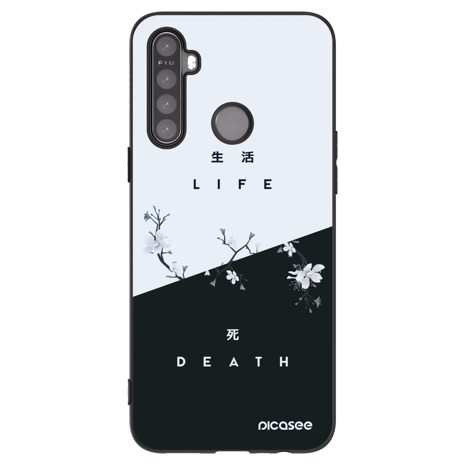 Picasee fekete szilikon tok az alábbi mobiltelefonokra Realme 6i - Life - Death
