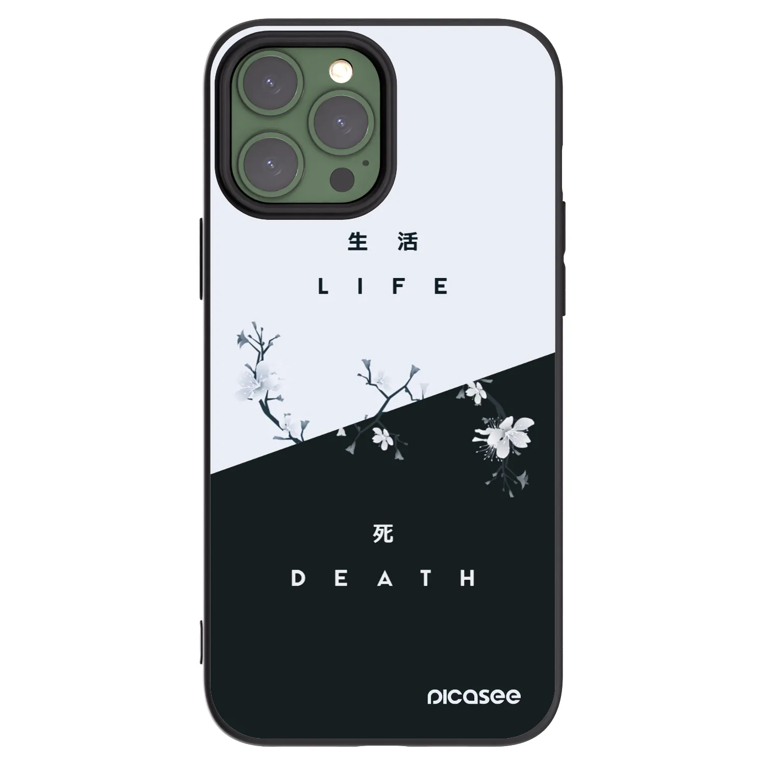 Picasee fekete szilikon tok az alábbi mobiltelefonokra Apple iPhone 13 Pro Max - Life - Death