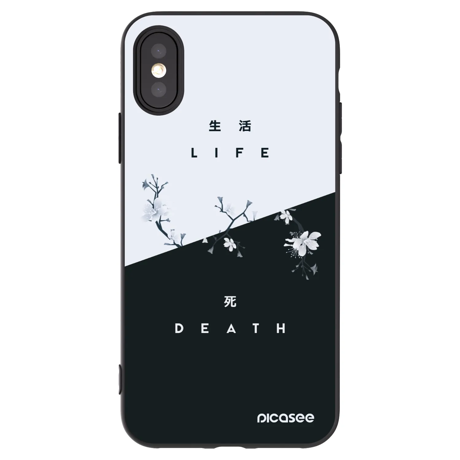 Picasee fekete szilikon tok az alábbi mobiltelefonokra Apple iPhone X/XS - Life - Death