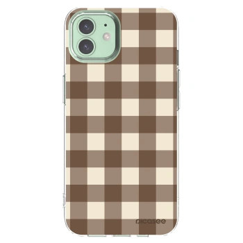 Picasee átlátszó szilikon tok az alábbi mobiltelefonokra Apple iPhone 12 - Brown grid