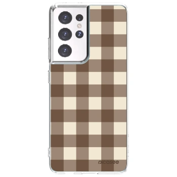 Picasee átlátszó szilikon tok az alábbi mobiltelefonokra Samsung Galaxy S21 Ultra 5G G998B - Brown grid