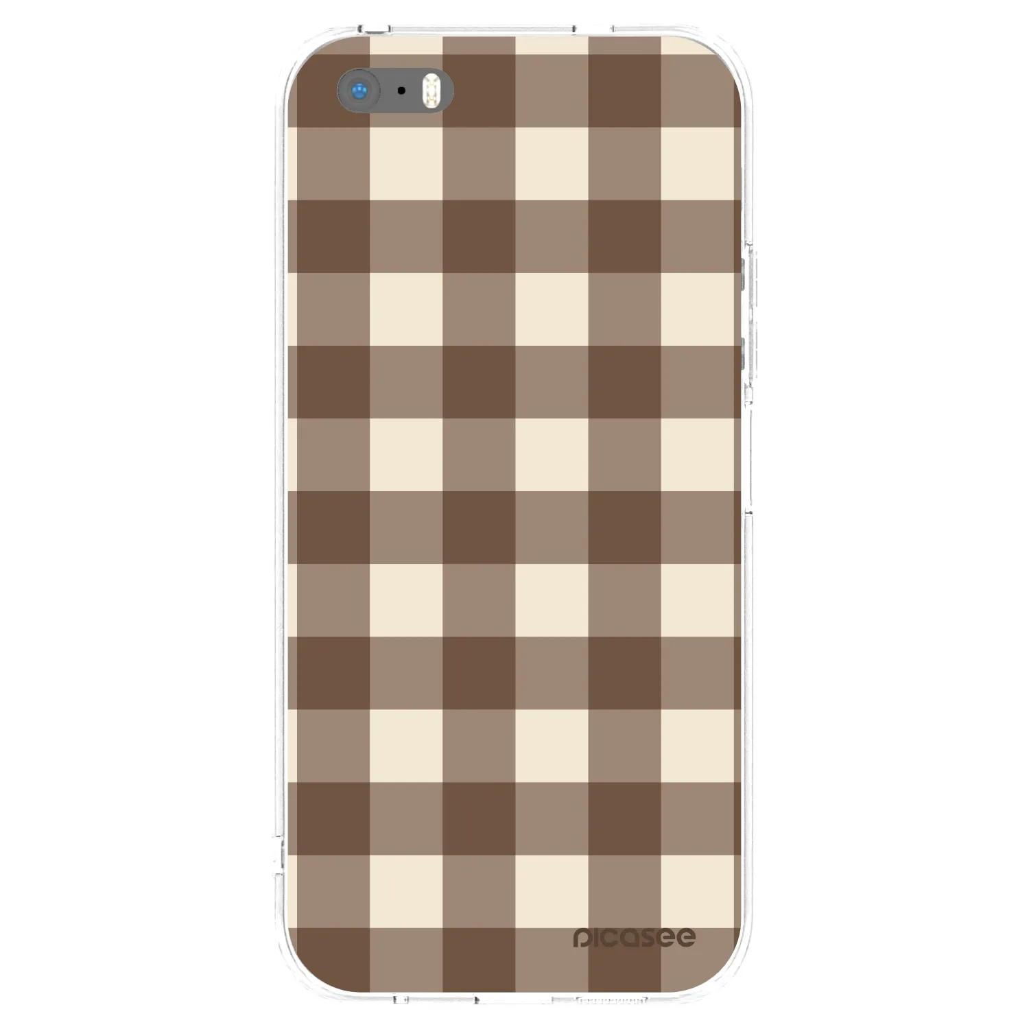 Picasee átlátszó szilikon tok az alábbi mobiltelefonokra Apple iPhone 5/5S/SE - Brown grid