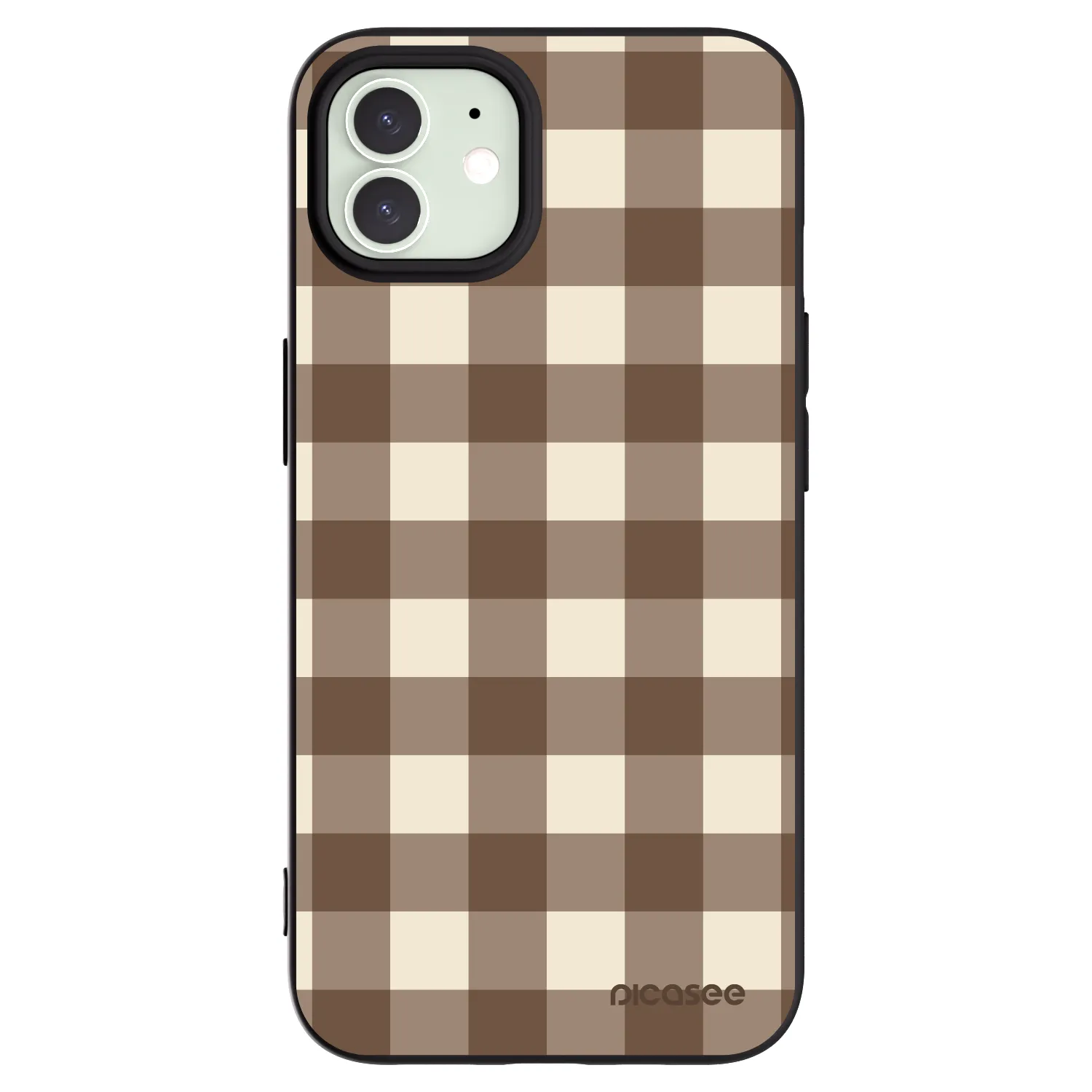 Picasee fekete szilikon tok az alábbi mobiltelefonokra Apple iPhone 12 - Brown grid