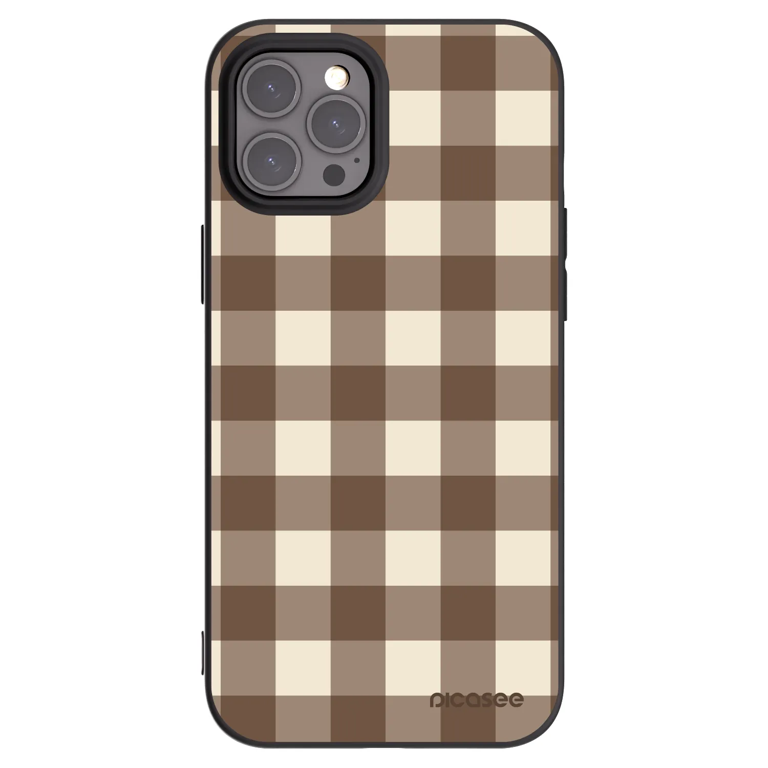 Picasee fekete szilikon tok az alábbi mobiltelefonokra Apple iPhone 12 Pro Max - Brown grid