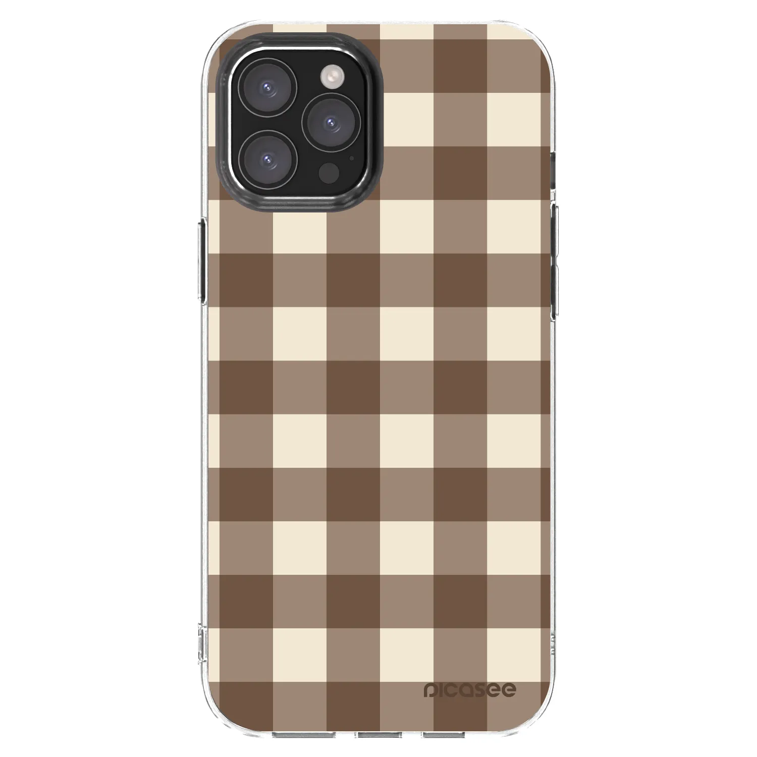 Picasee átlátszó szilikon tok az alábbi mobiltelefonokra Apple iPhone 12 Pro Max - Brown grid