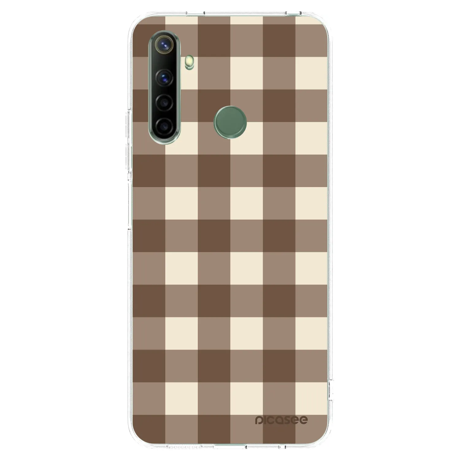 Picasee átlátszó szilikon tok az alábbi mobiltelefonokra Realme 6i - Brown grid