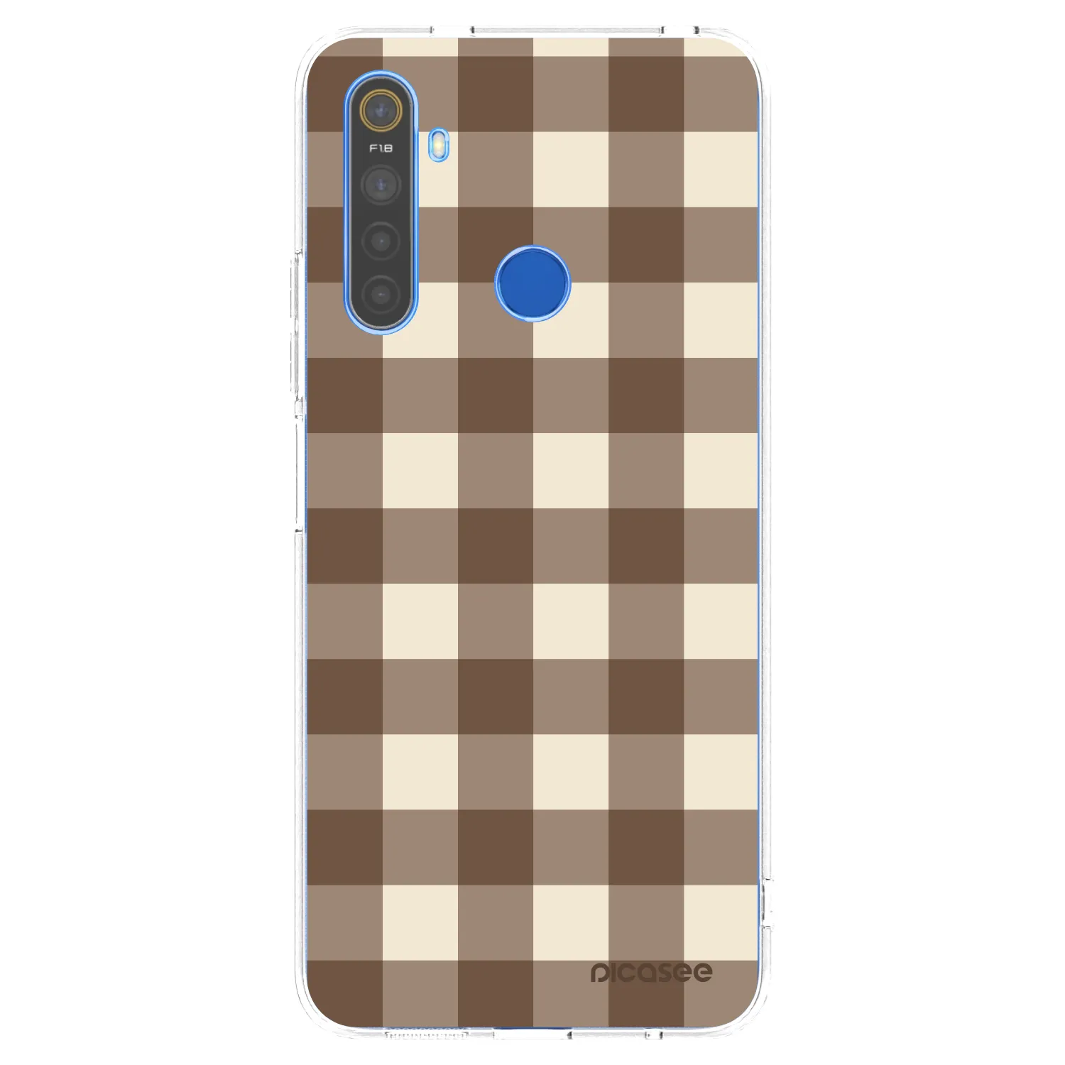 Picasee átlátszó szilikon tok az alábbi mobiltelefonokra Realme 5 - Brown grid