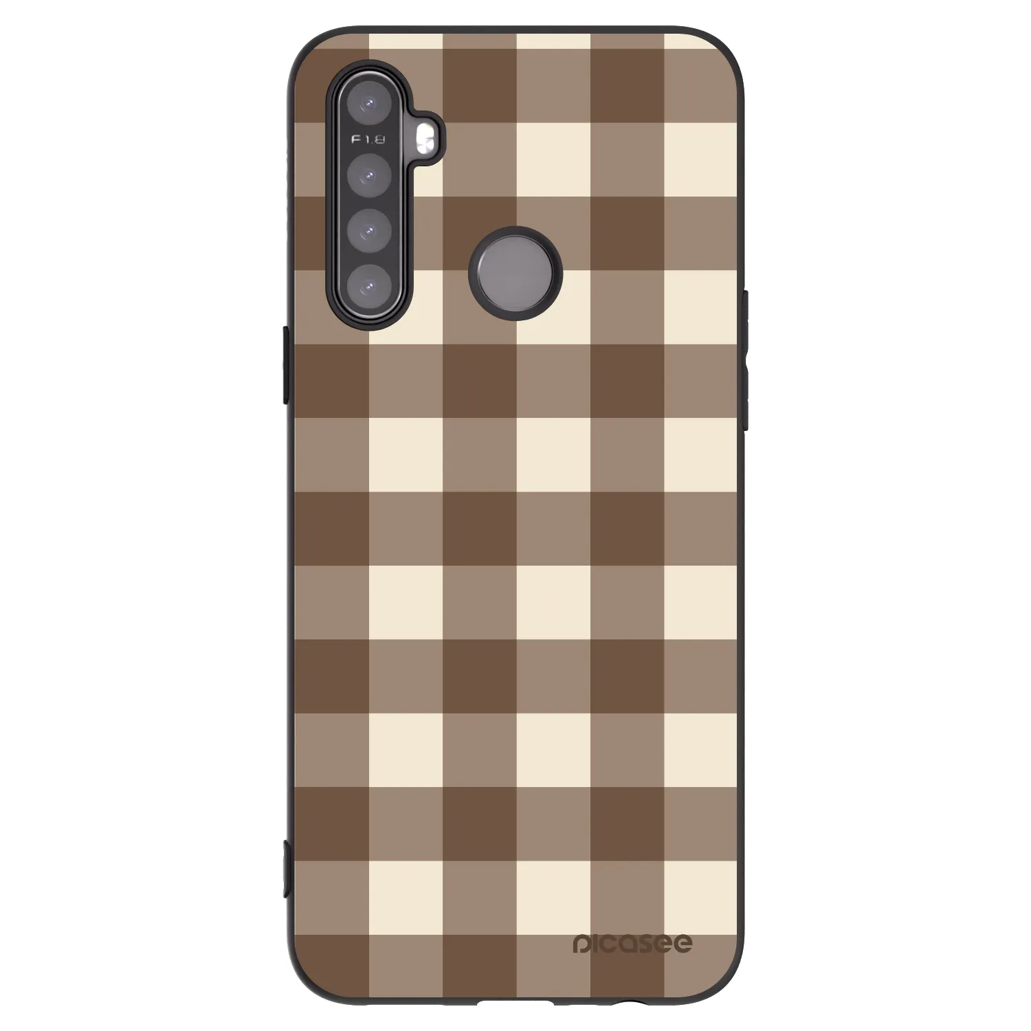Picasee fekete szilikon tok az alábbi mobiltelefonokra Realme 5 - Brown grid