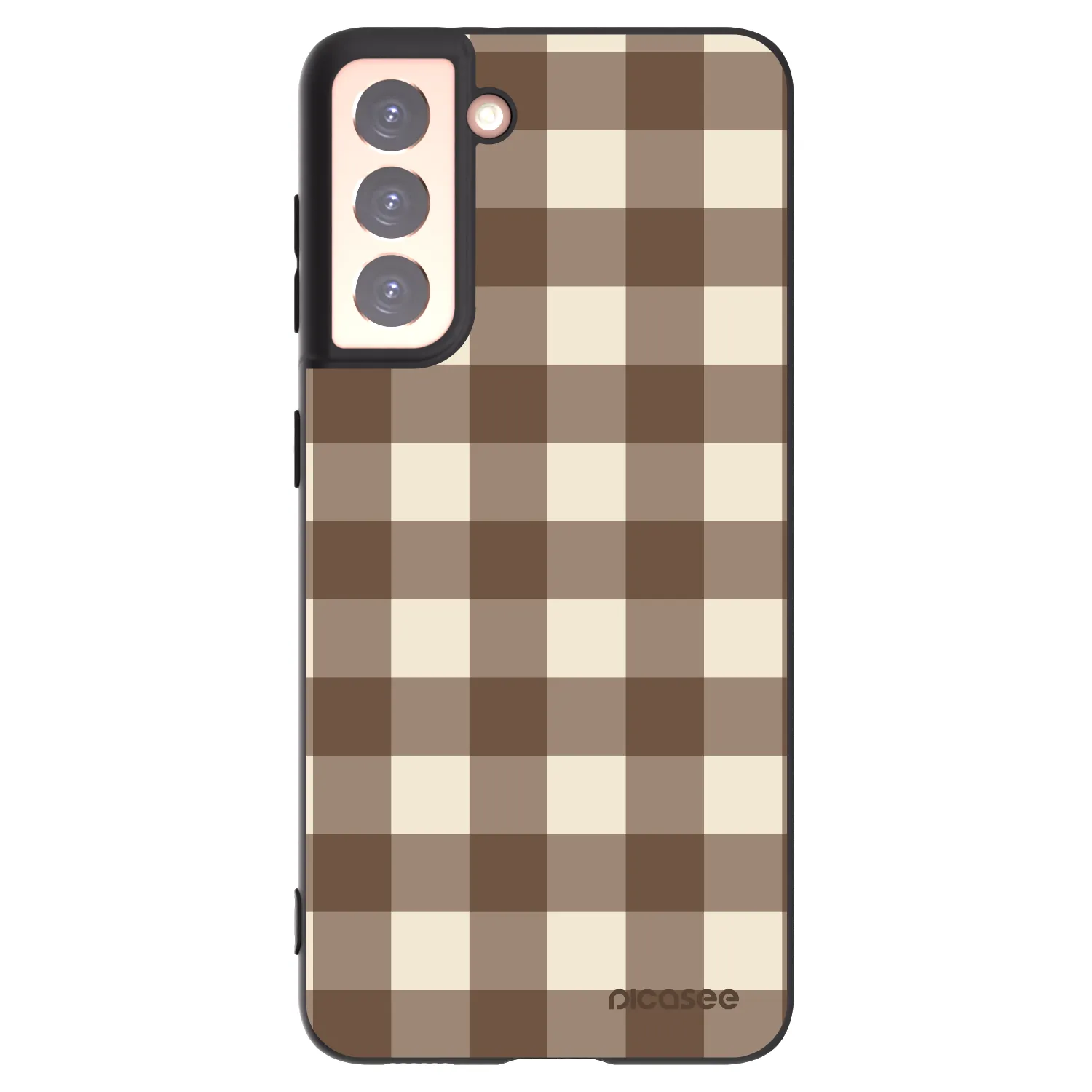 Picasee fekete szilikon tok az alábbi mobiltelefonokra Samsung Galaxy S21 5G G991B - Brown grid