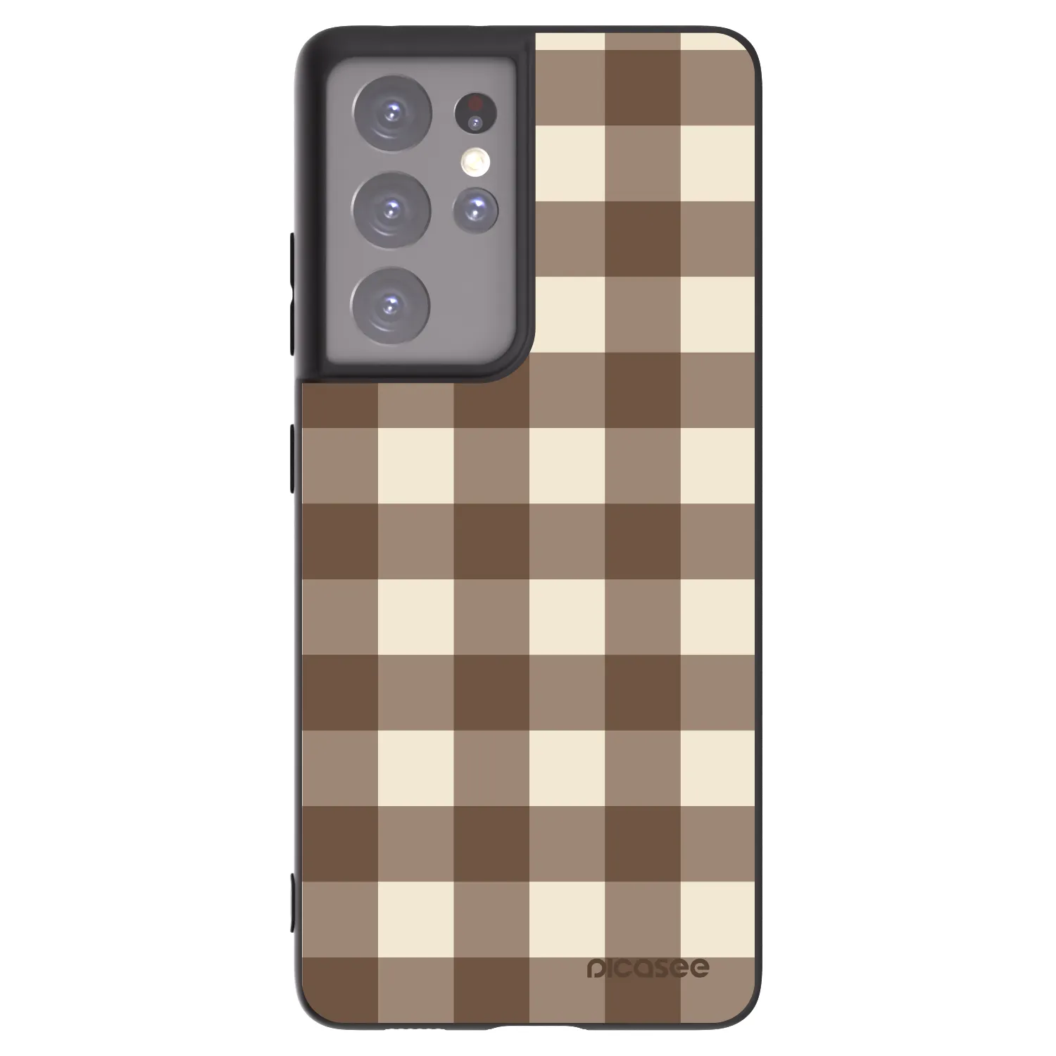 Picasee fekete szilikon tok az alábbi mobiltelefonokra Samsung Galaxy S21 Ultra 5G G998B - Brown grid
