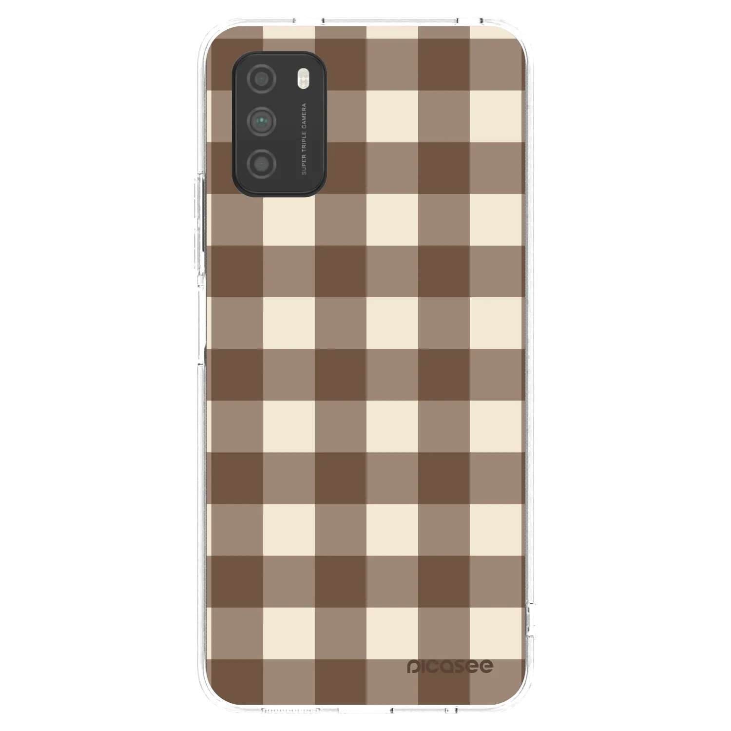 Picasee átlátszó szilikon tok az alábbi mobiltelefonokra Xiaomi Poco M3 - Brown grid
