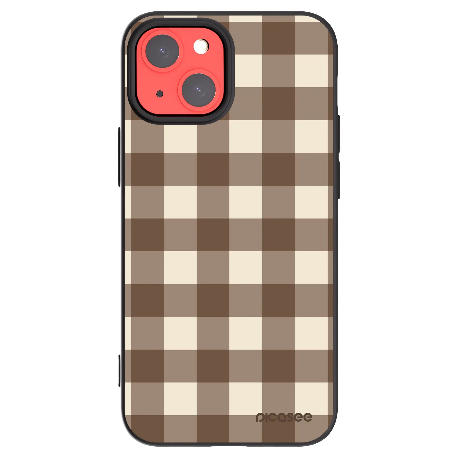 Picasee fekete szilikon tok az alábbi mobiltelefonokra Apple iPhone 13 mini - Brown grid