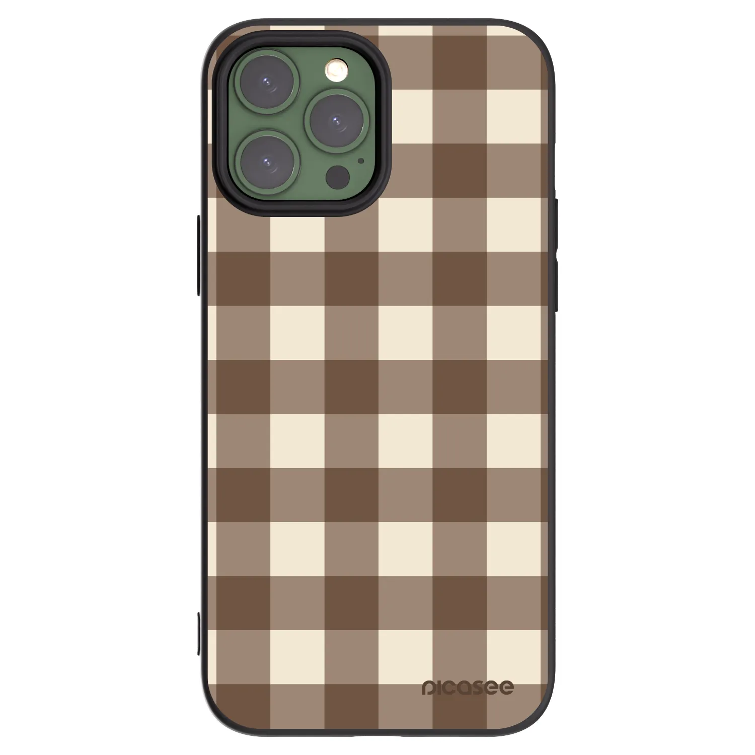 Picasee fekete szilikon tok az alábbi mobiltelefonokra Apple iPhone 13 Pro Max - Brown grid