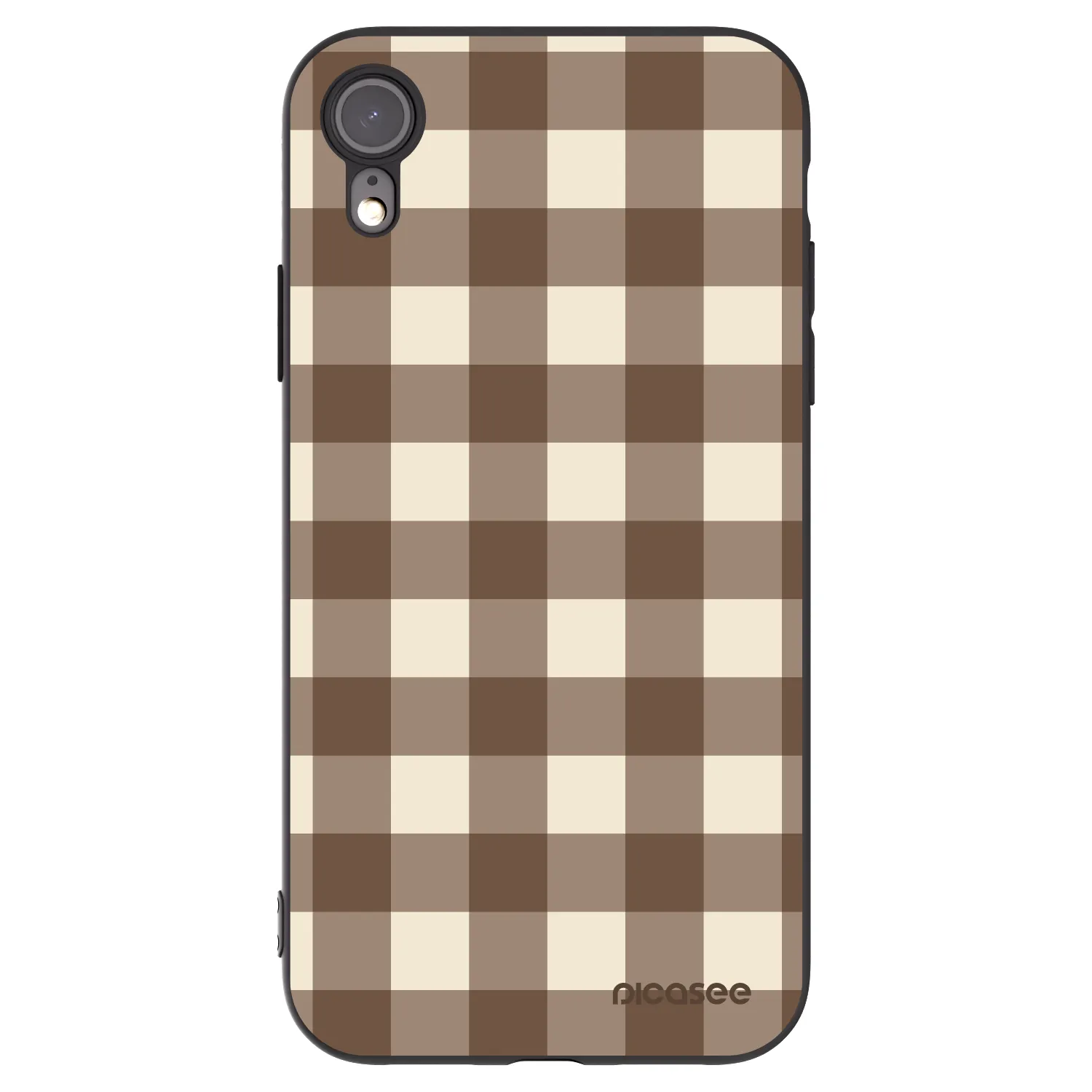 Picasee fekete szilikon tok az alábbi mobiltelefonokra Apple iPhone XR - Brown grid