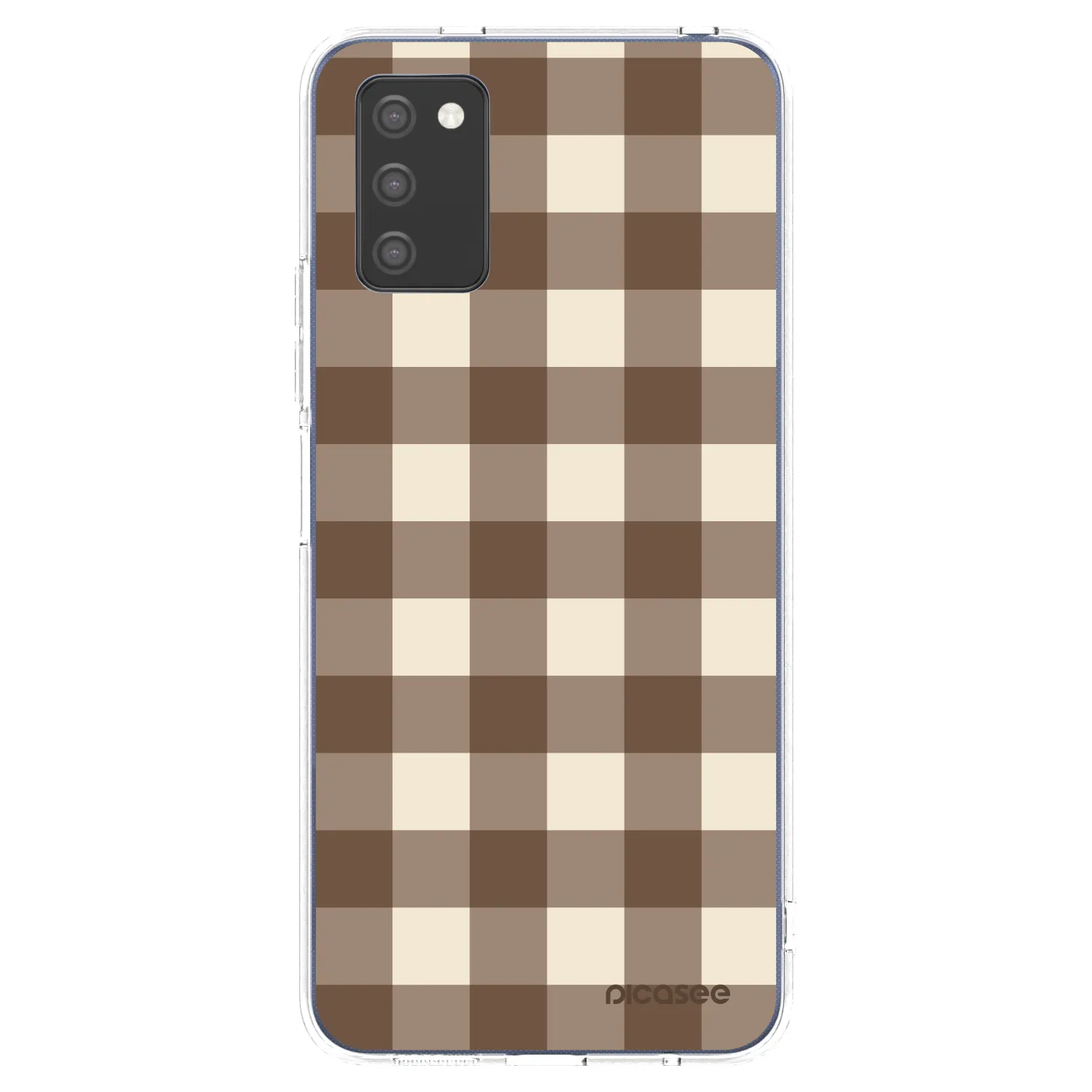 Picasee átlátszó szilikon tok az alábbi mobiltelefonokra Samsung Galaxy A02s A025G - Brown grid