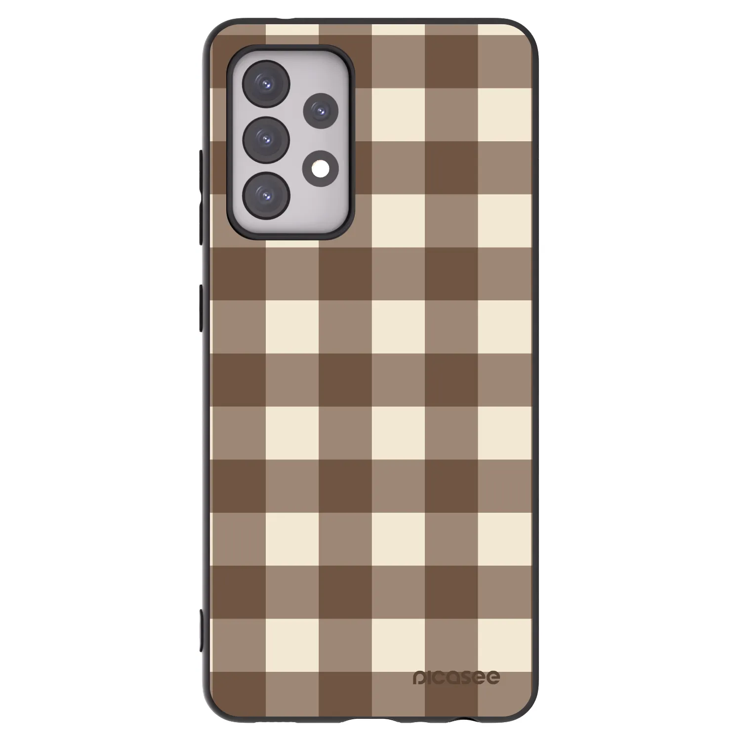 Picasee fekete szilikon tok az alábbi mobiltelefonokra Samsung Galaxy A52s 5G A528B - Brown grid