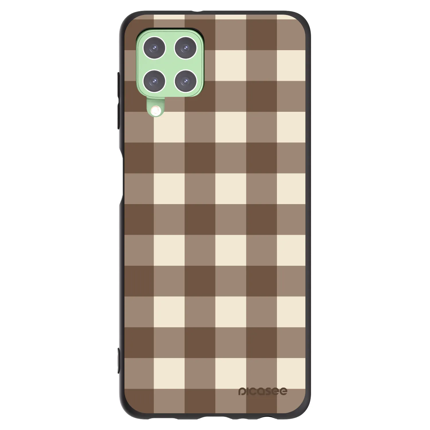 Picasee fekete szilikon tok az alábbi mobiltelefonokra Samsung Galaxy A22 A225F 4G - Brown grid