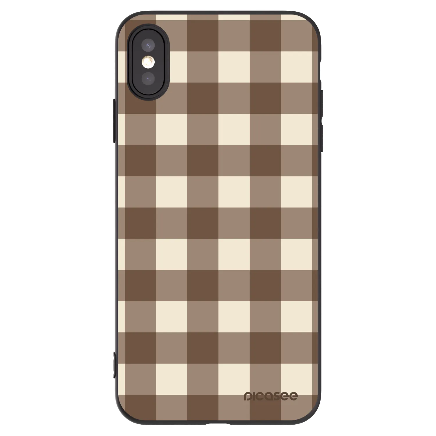 Picasee fekete szilikon tok az alábbi mobiltelefonokra Apple iPhone XS Max - Brown grid