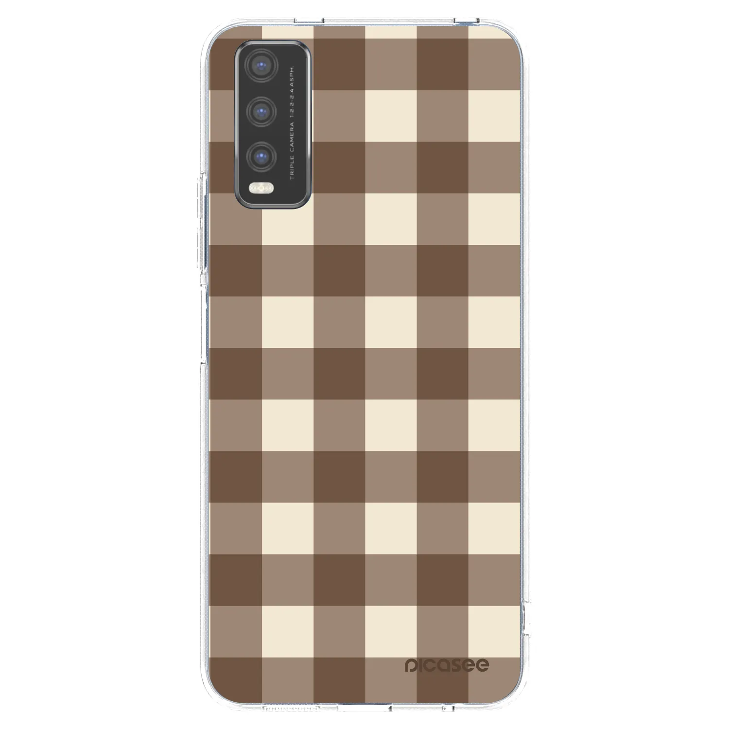 Picasee átlátszó szilikon tok az alábbi mobiltelefonokra Vivo Y20s - Brown grid
