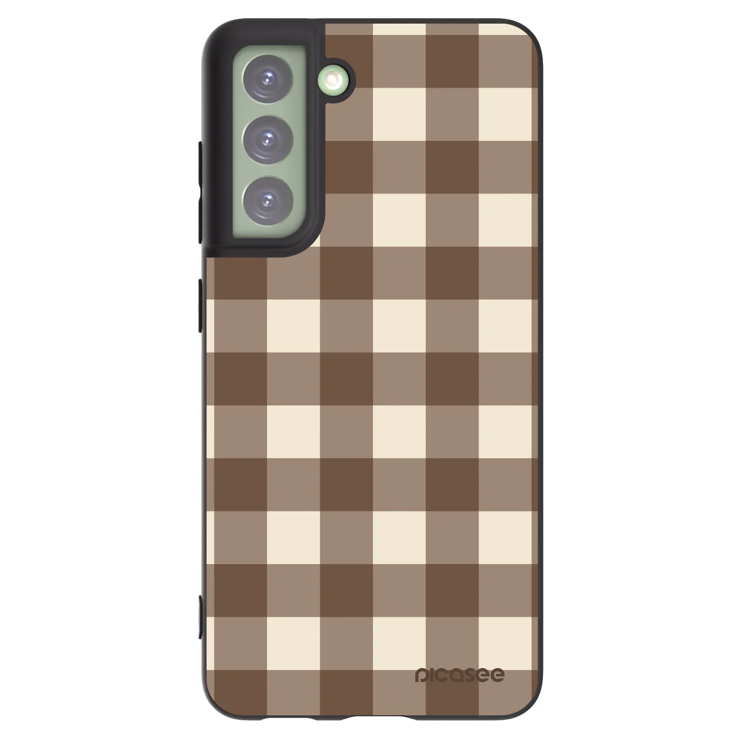 Picasee fekete szilikon tok az alábbi mobiltelefonokra Samsung Galaxy S21 FE 5G - Brown grid