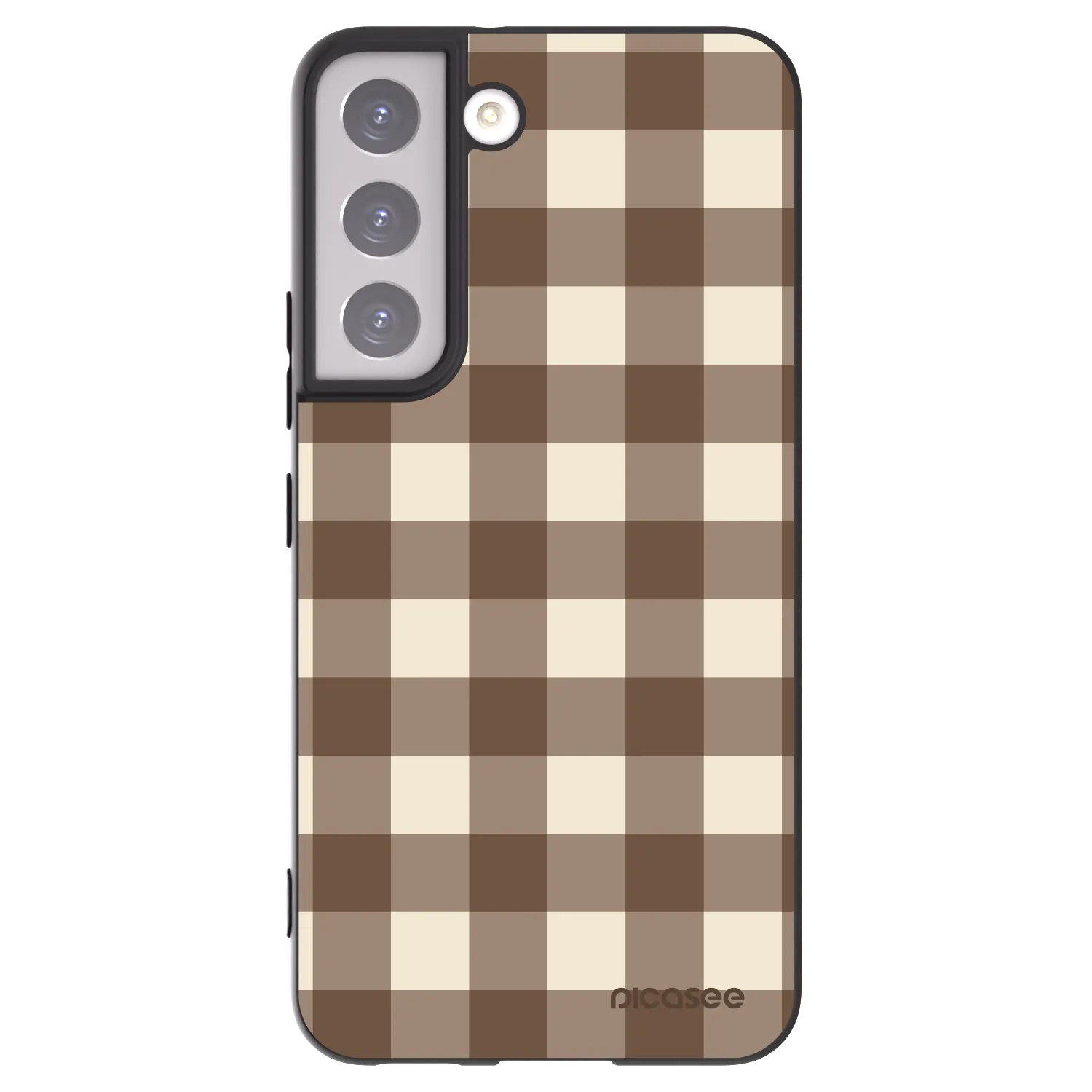 Picasee fekete szilikon tok az alábbi mobiltelefonokra Samsung Galaxy S22 5G - Brown grid