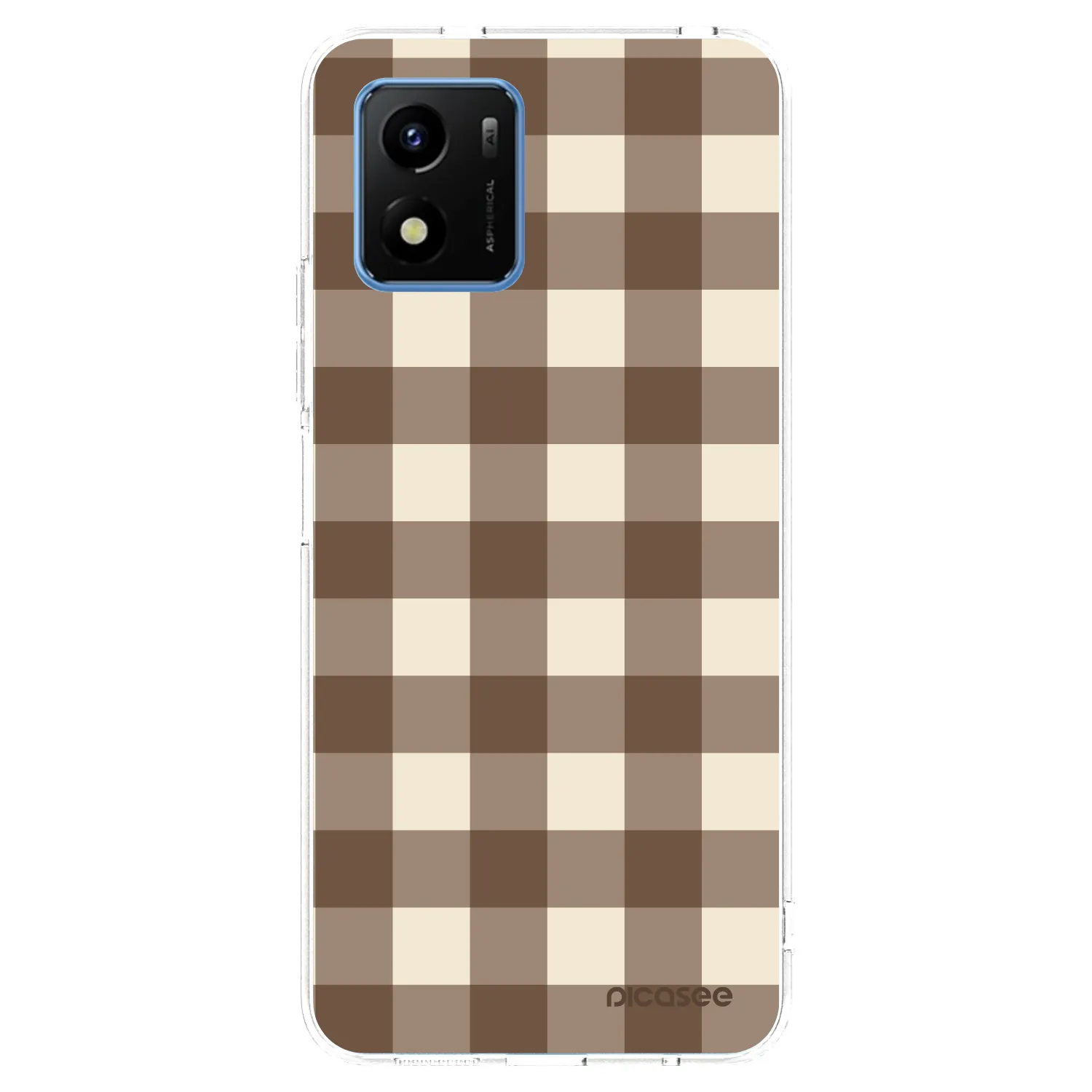 Picasee átlátszó szilikon tok az alábbi mobiltelefonokra Vivo Y01 - Brown grid
