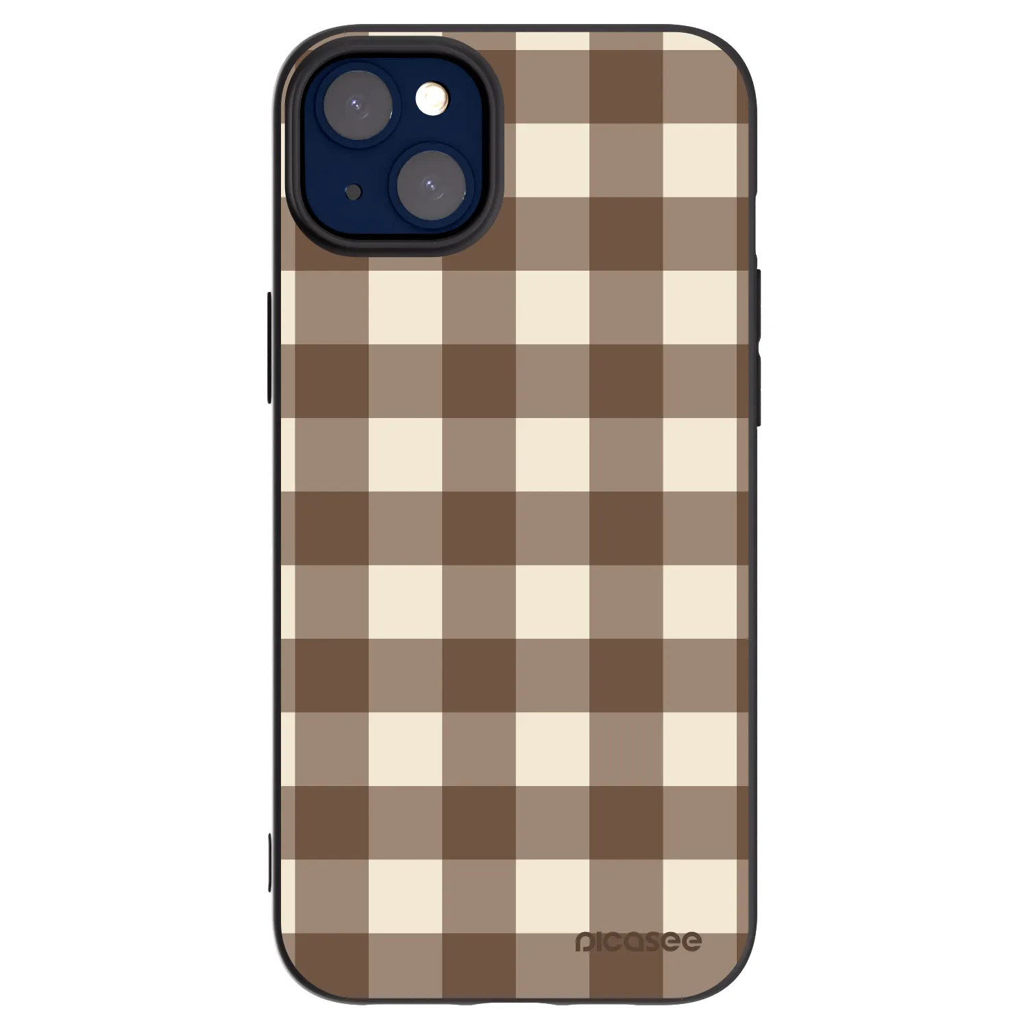Picasee fekete szilikon tok az alábbi mobiltelefonokra Apple iPhone 14 Plus - Brown grid