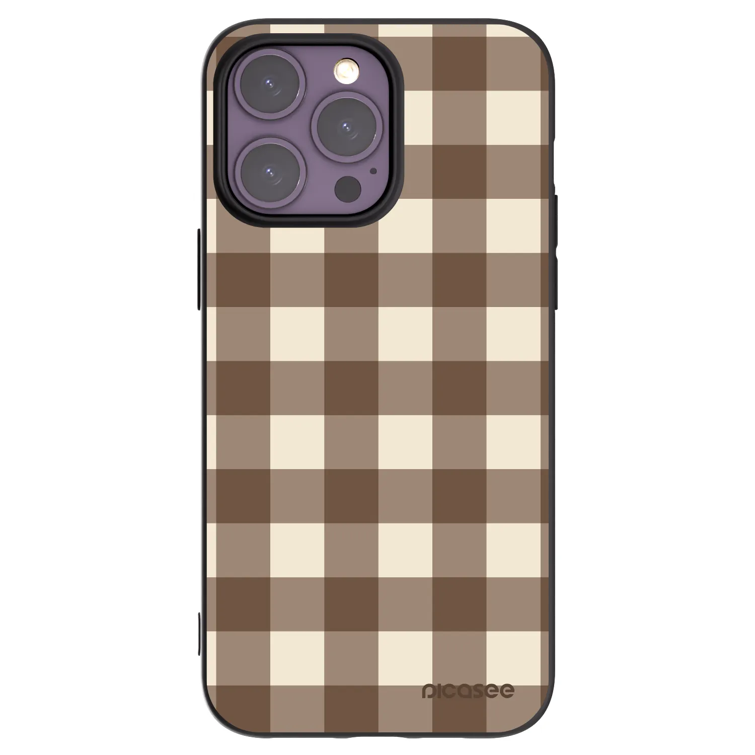 Picasee fekete szilikon tok az alábbi mobiltelefonokra Apple iPhone 14 Pro Max - Brown grid