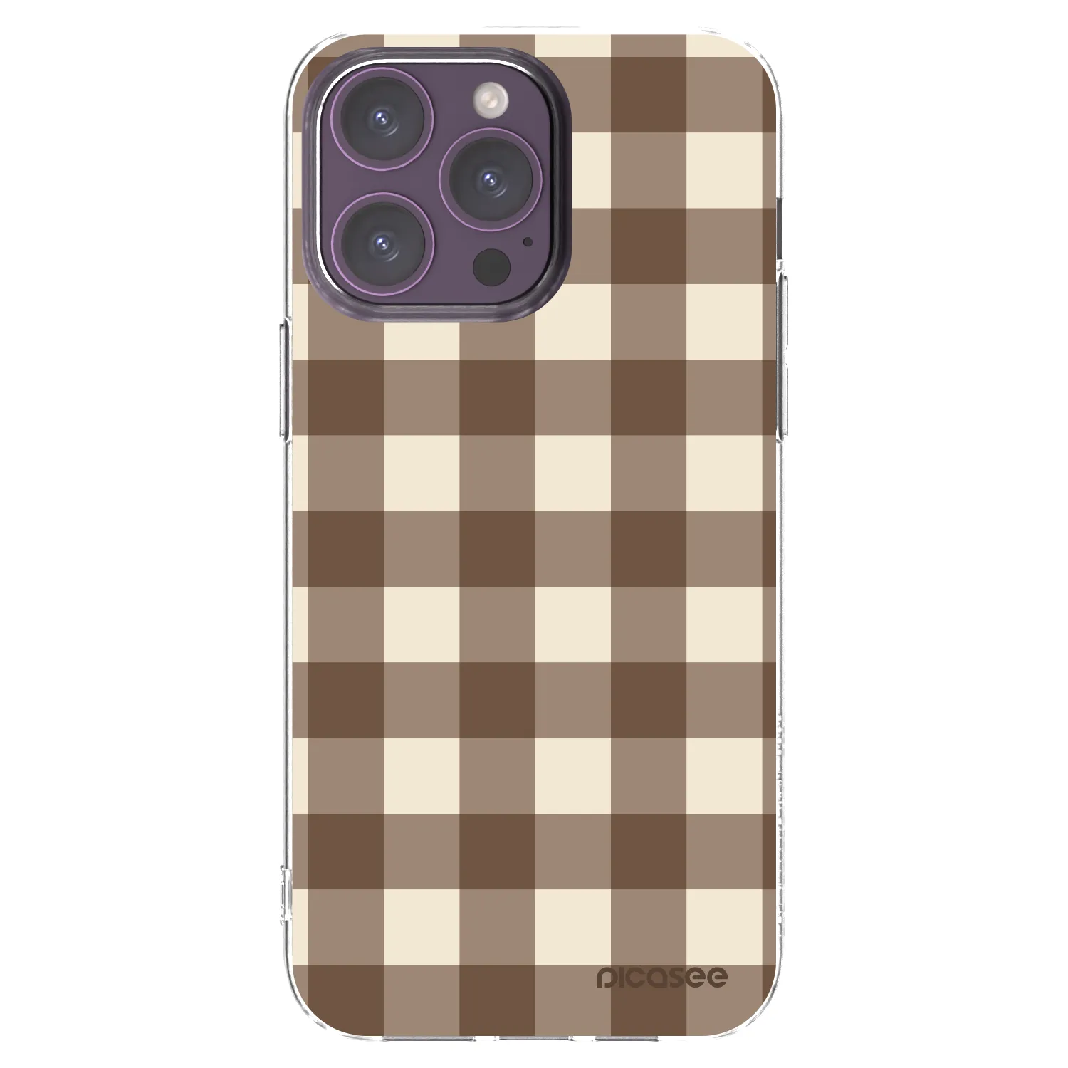 Picasee átlátszó szilikon tok az alábbi mobiltelefonokra Apple iPhone 14 Pro Max - Brown grid