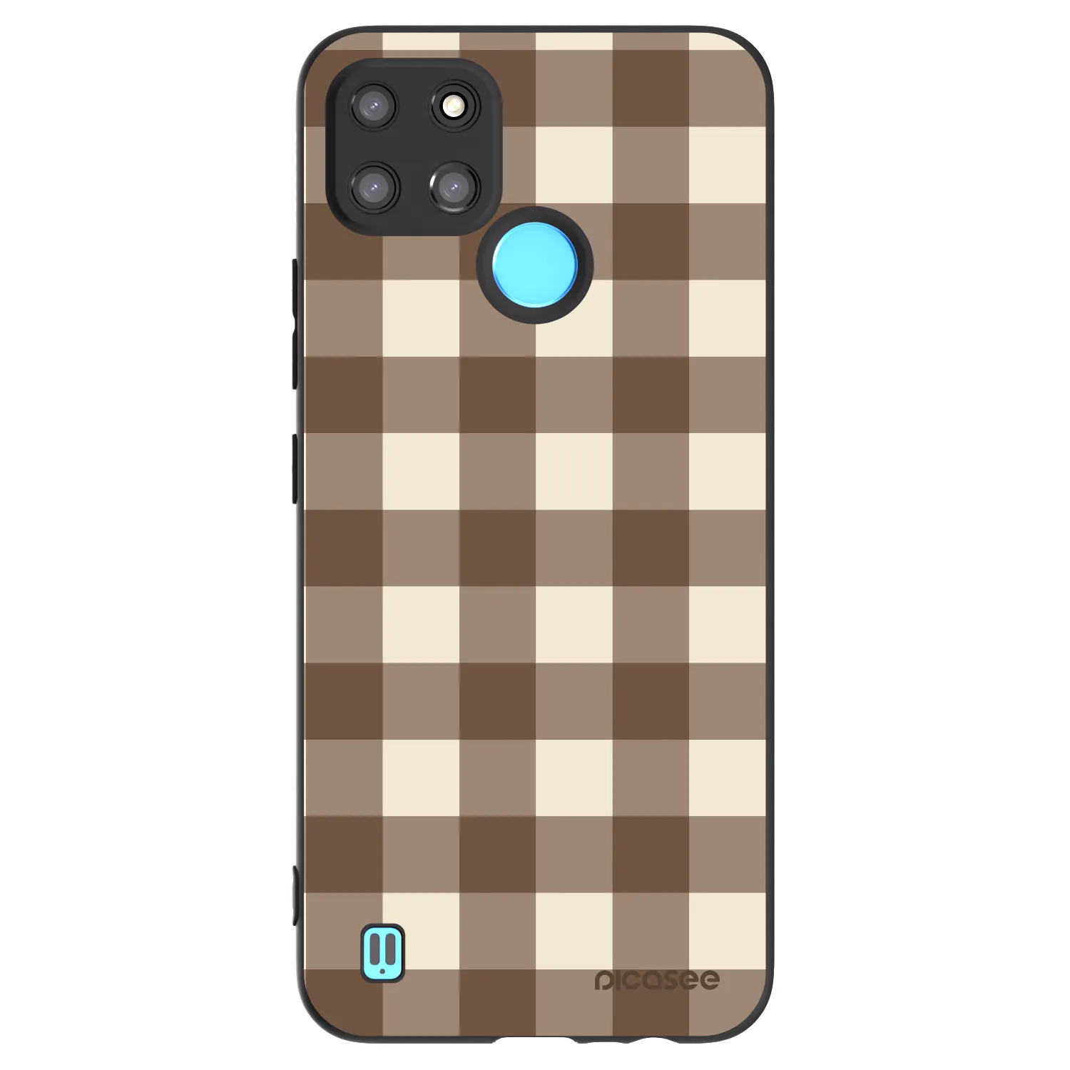 Picasee fekete szilikon tok az alábbi mobiltelefonokra Realme C21Y - Brown grid