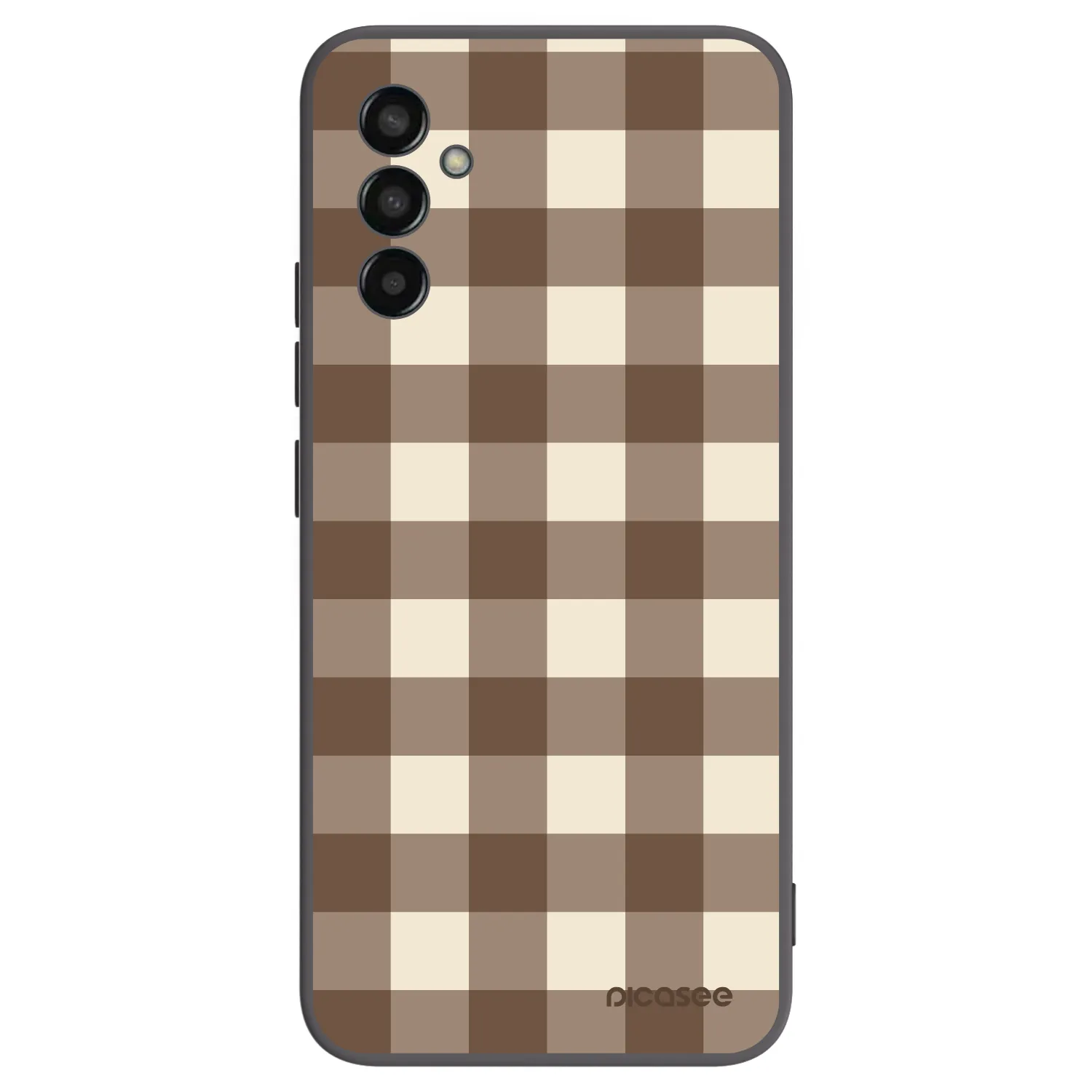 Picasee fekete szilikon tok az alábbi mobiltelefonokra Samsung Galaxy M13 M135F - Brown grid