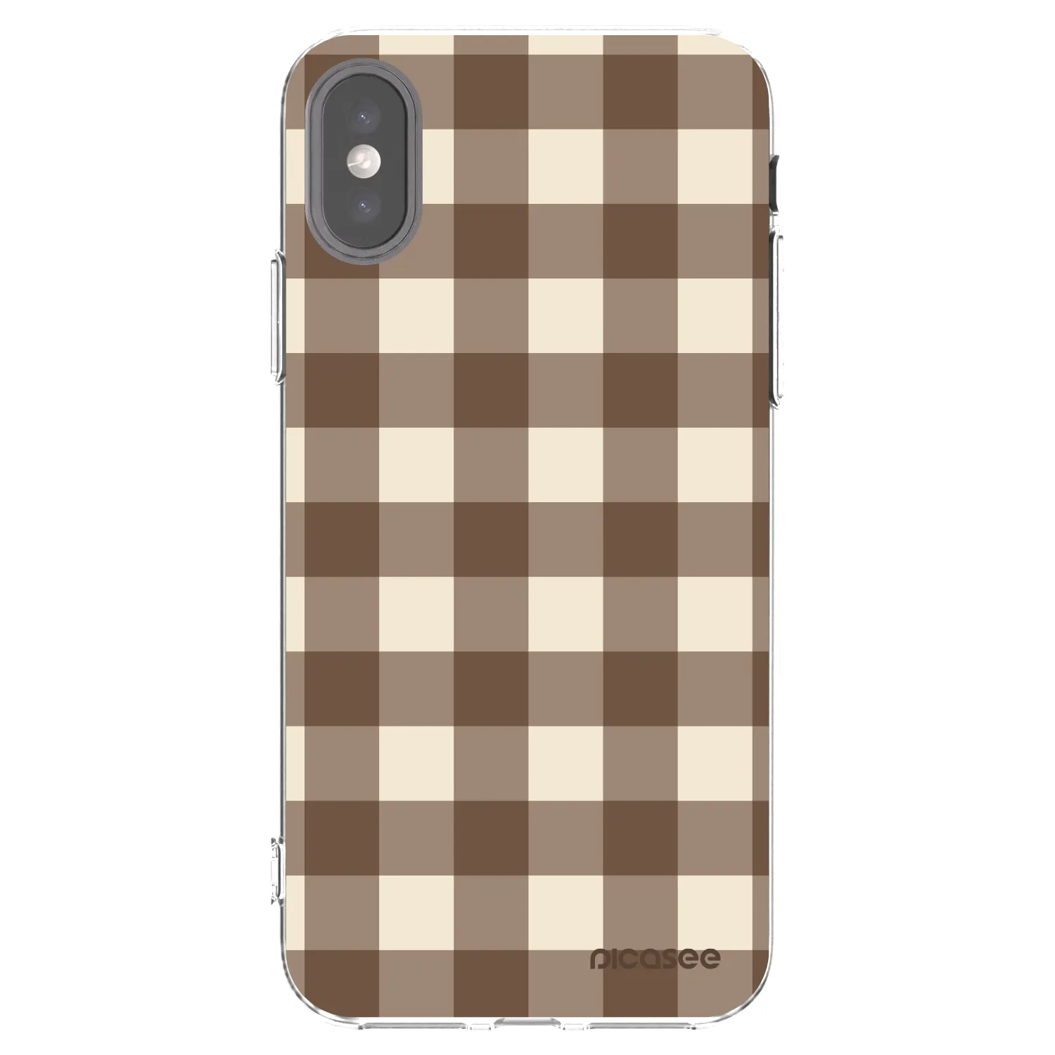 Picasee átlátszó szilikon tok az alábbi mobiltelefonokra Apple iPhone X/XS - Brown grid