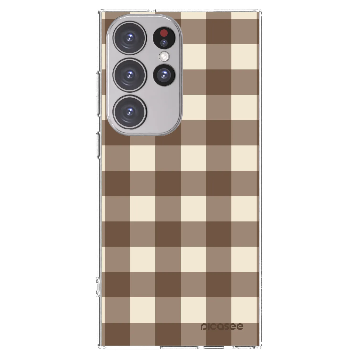 Picasee átlátszó szilikon tok az alábbi mobiltelefonokra Samsung Galaxy S23 Ultra 5G - Brown grid