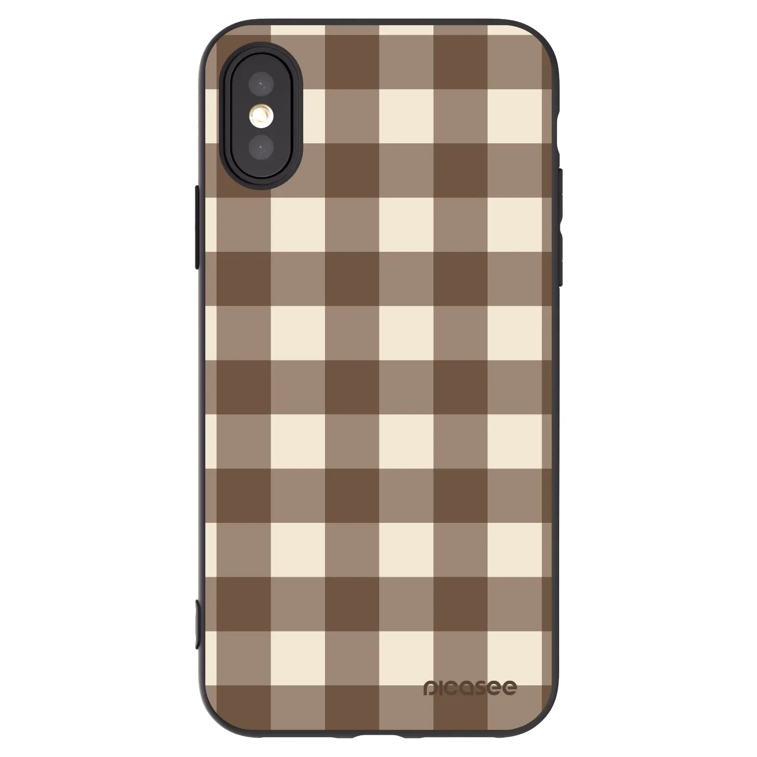 Picasee fekete szilikon tok az alábbi mobiltelefonokra Apple iPhone X/XS - Brown grid