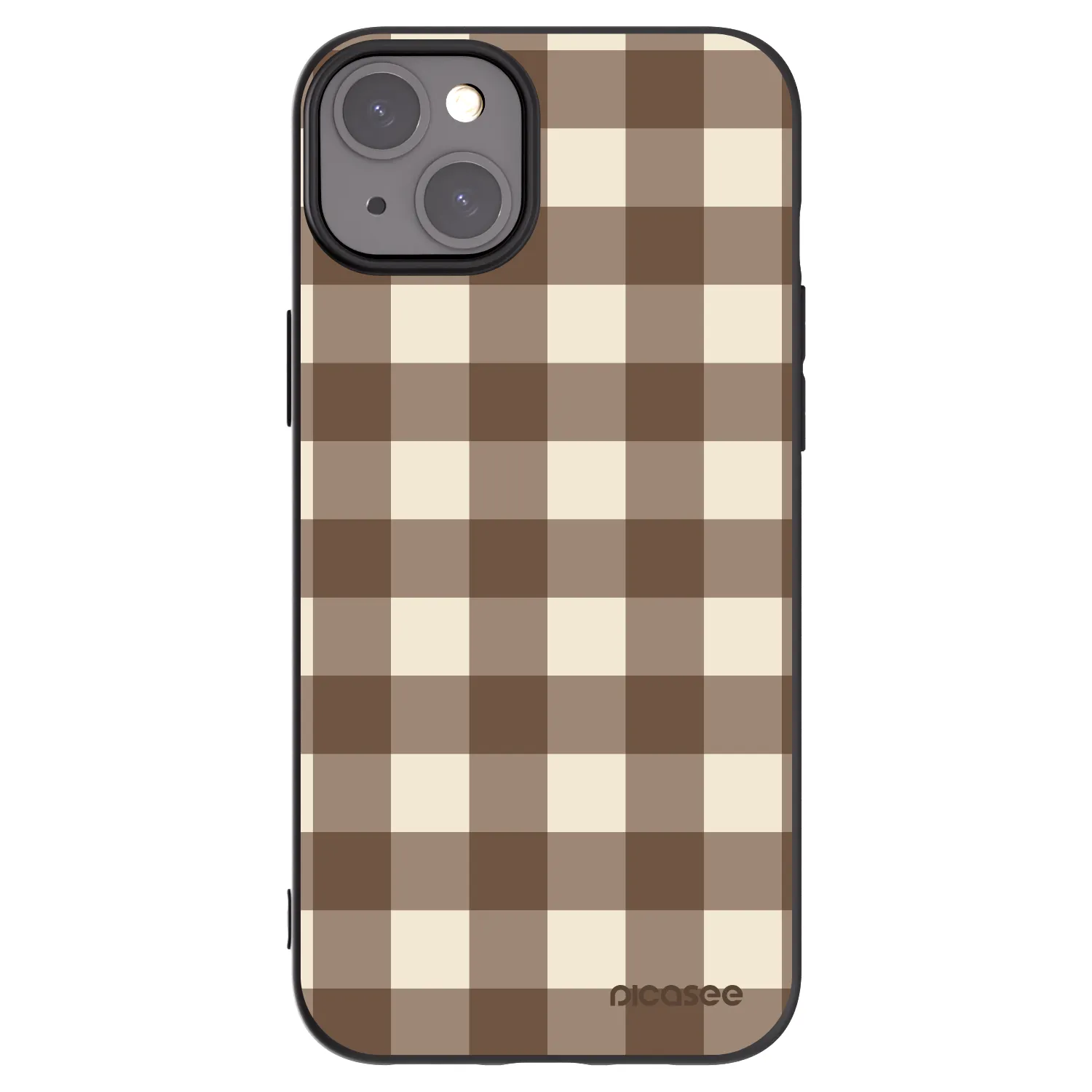 Picasee fekete szilikon tok az alábbi mobiltelefonokra Apple iPhone 15 Plus - Brown grid