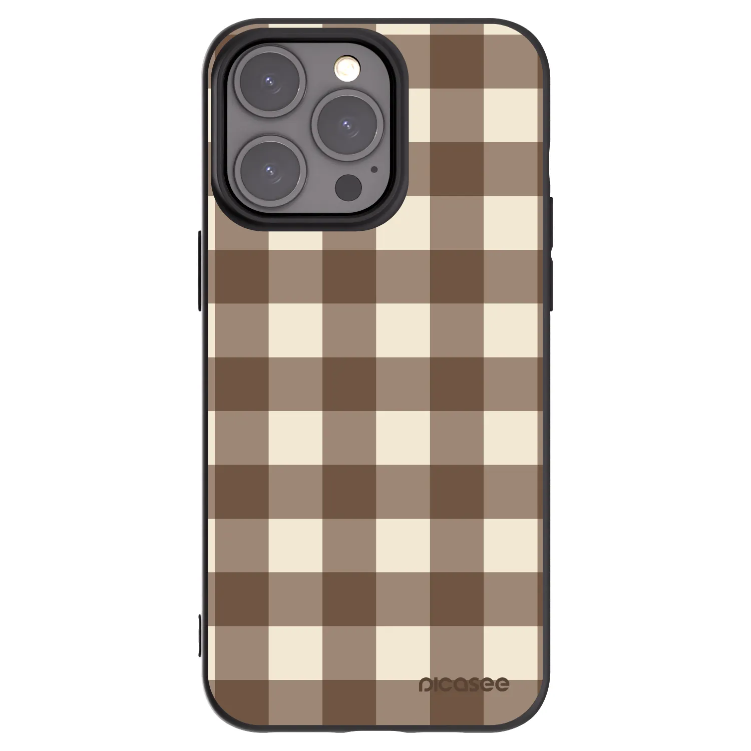 Picasee fekete szilikon tok az alábbi mobiltelefonokra Apple iPhone 15 Pro Max - Brown grid