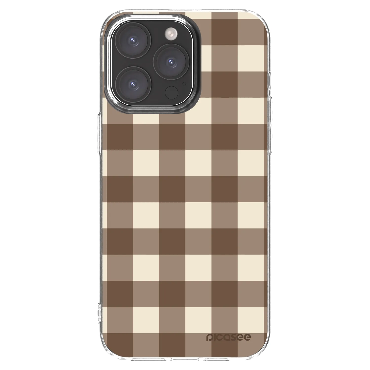 Picasee átlátszó szilikon tok az alábbi mobiltelefonokra Apple iPhone 15 Pro Max - Brown grid
