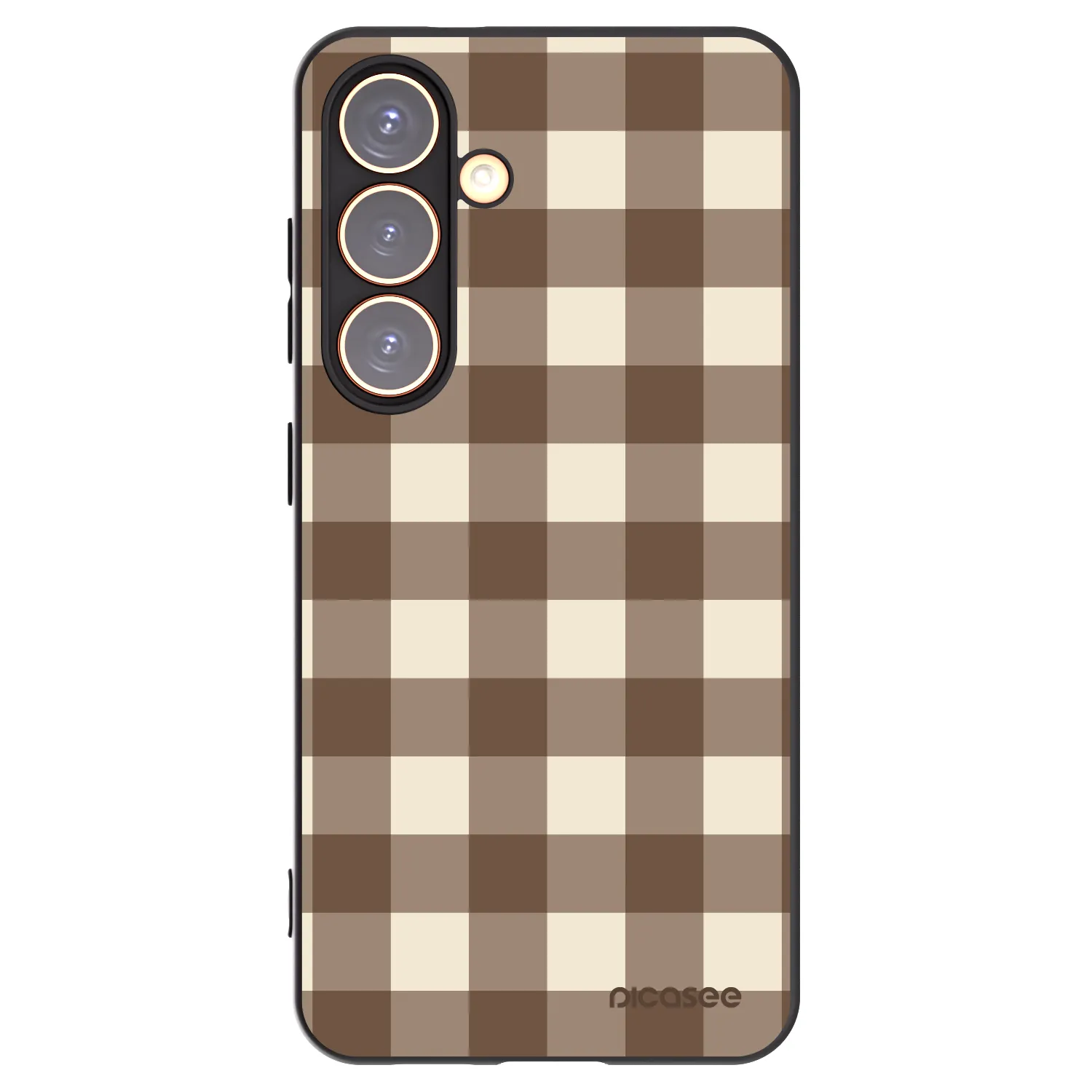 Picasee fekete szilikon tok az alábbi mobiltelefonokra Samsung Galaxy S24 S921B 5G - Brown grid