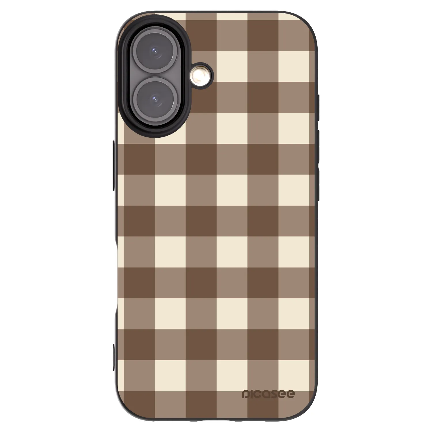 Picasee fekete szilikon tok az alábbi mobiltelefonokra Apple iPhone 16 - Brown grid