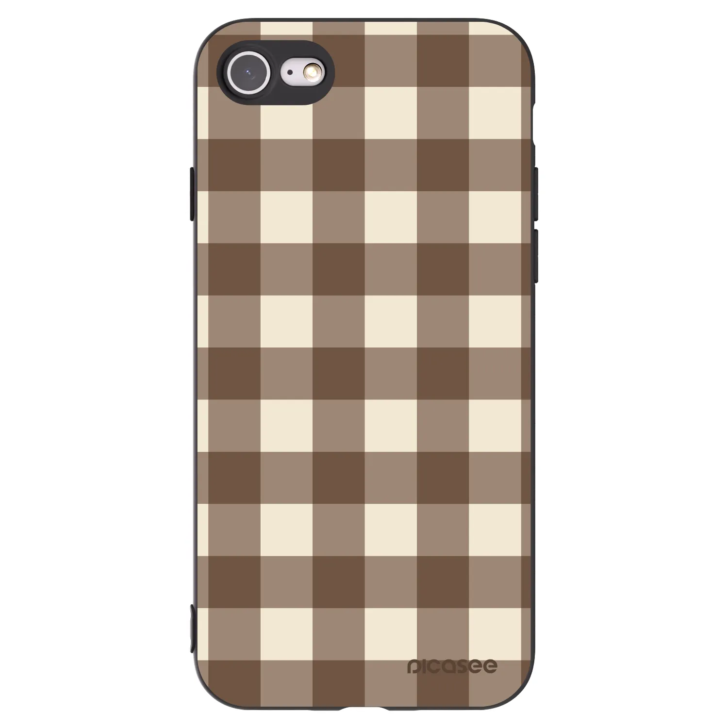 Picasee fekete szilikon tok az alábbi mobiltelefonokra Apple iPhone 8 - Brown grid