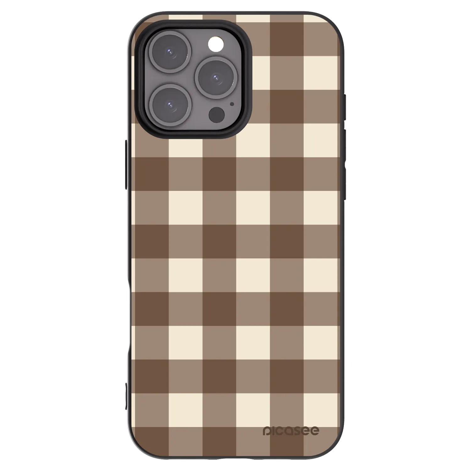 Picasee fekete szilikon tok az alábbi mobiltelefonokra Apple iPhone 16 Pro Max - Brown grid