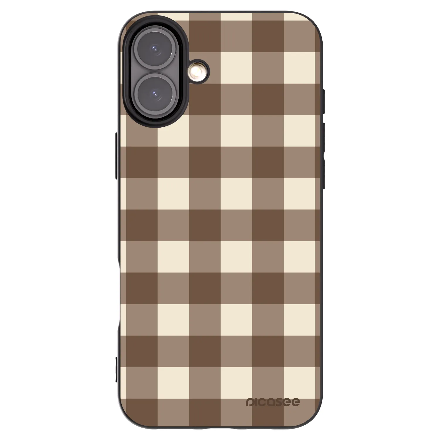 Picasee fekete szilikon tok az alábbi mobiltelefonokra Apple iPhone 16 Plus - Brown grid