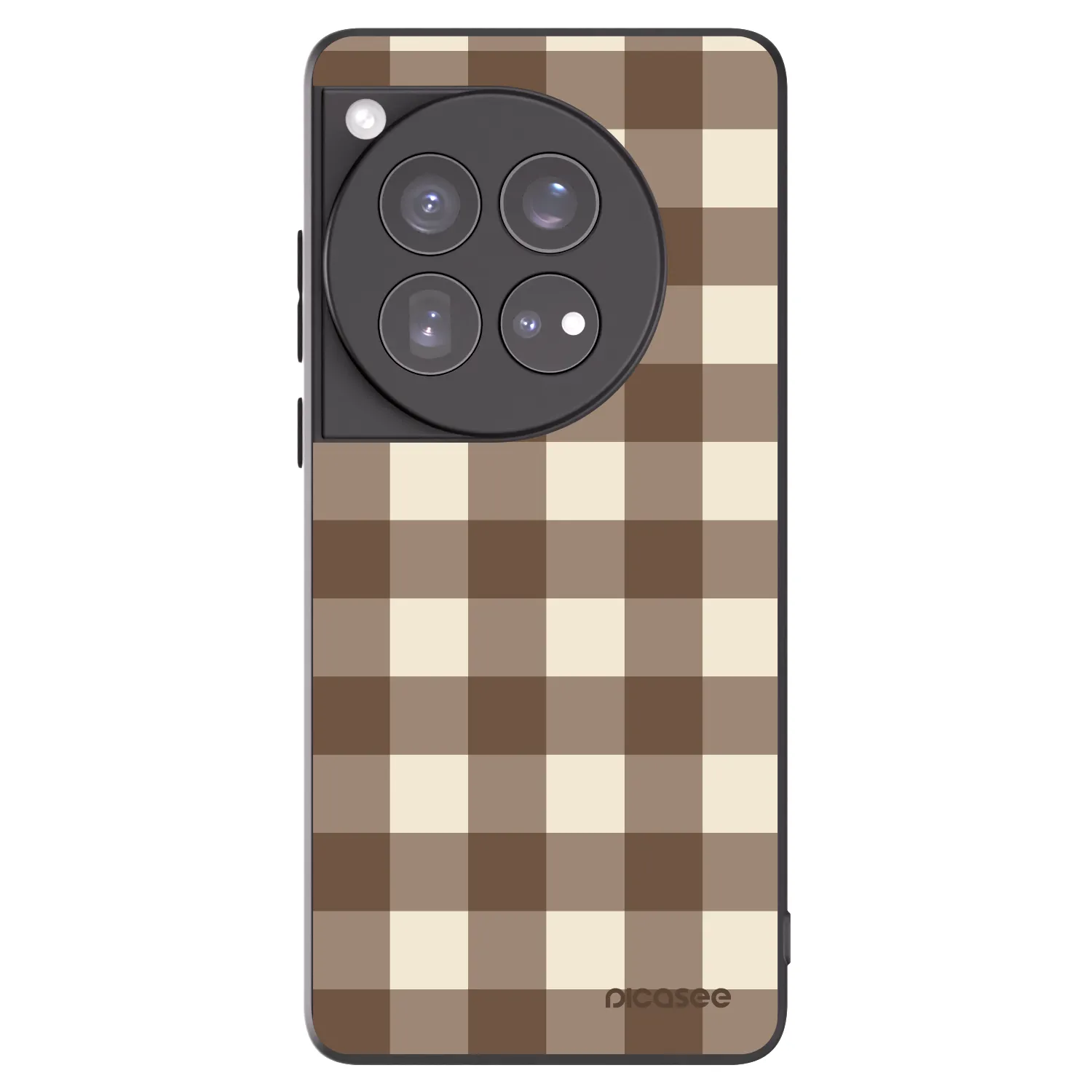 Picasee fekete szilikon tok az alábbi mobiltelefonokra OnePlus 12 5G - Brown grid