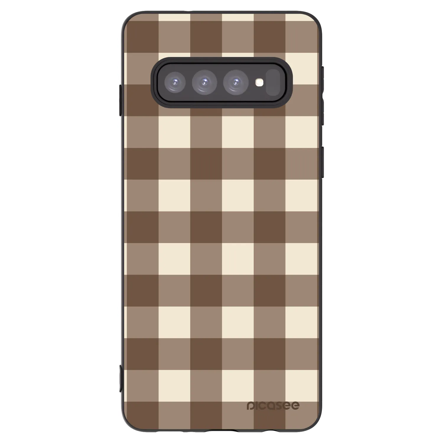 Picasee fekete szilikon tok az alábbi mobiltelefonokra Samsung Galaxy S10 G973 - Brown grid