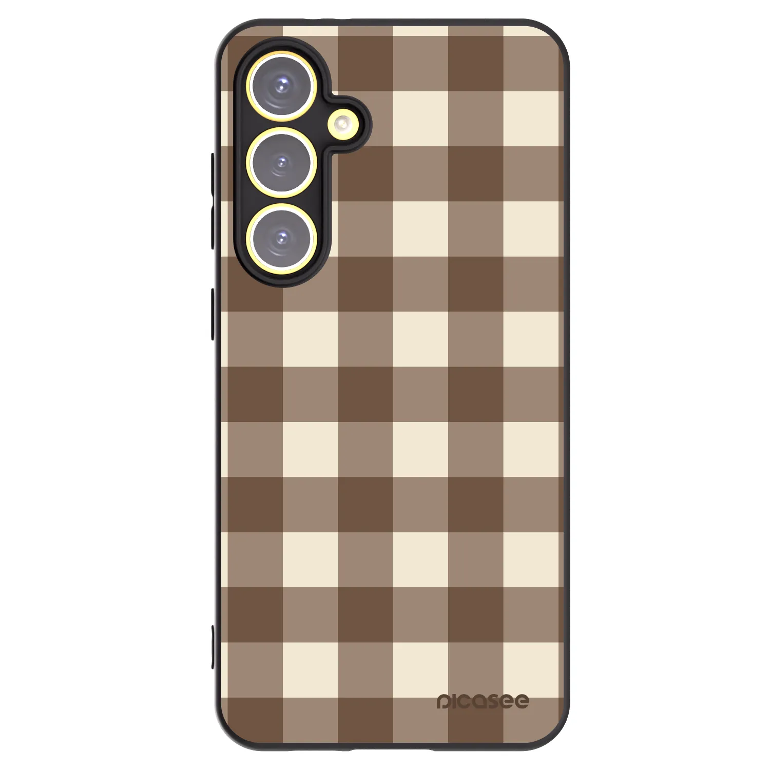 Picasee fekete szilikon tok az alábbi mobiltelefonokra Samsung Galaxy S24 FE S721B - Brown grid