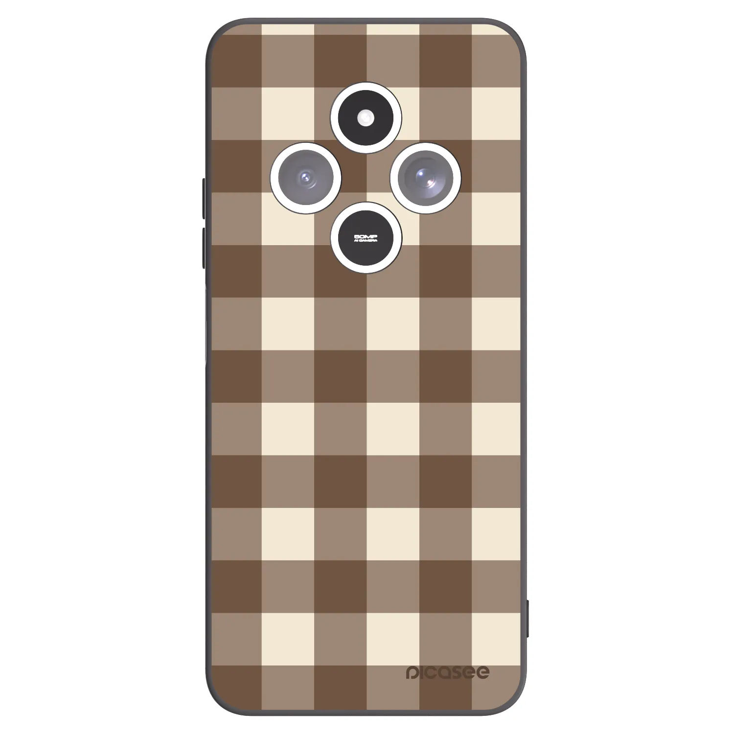 Picasee fekete szilikon tok az alábbi mobiltelefonokra Xiaomi Redmi 14C - Brown grid