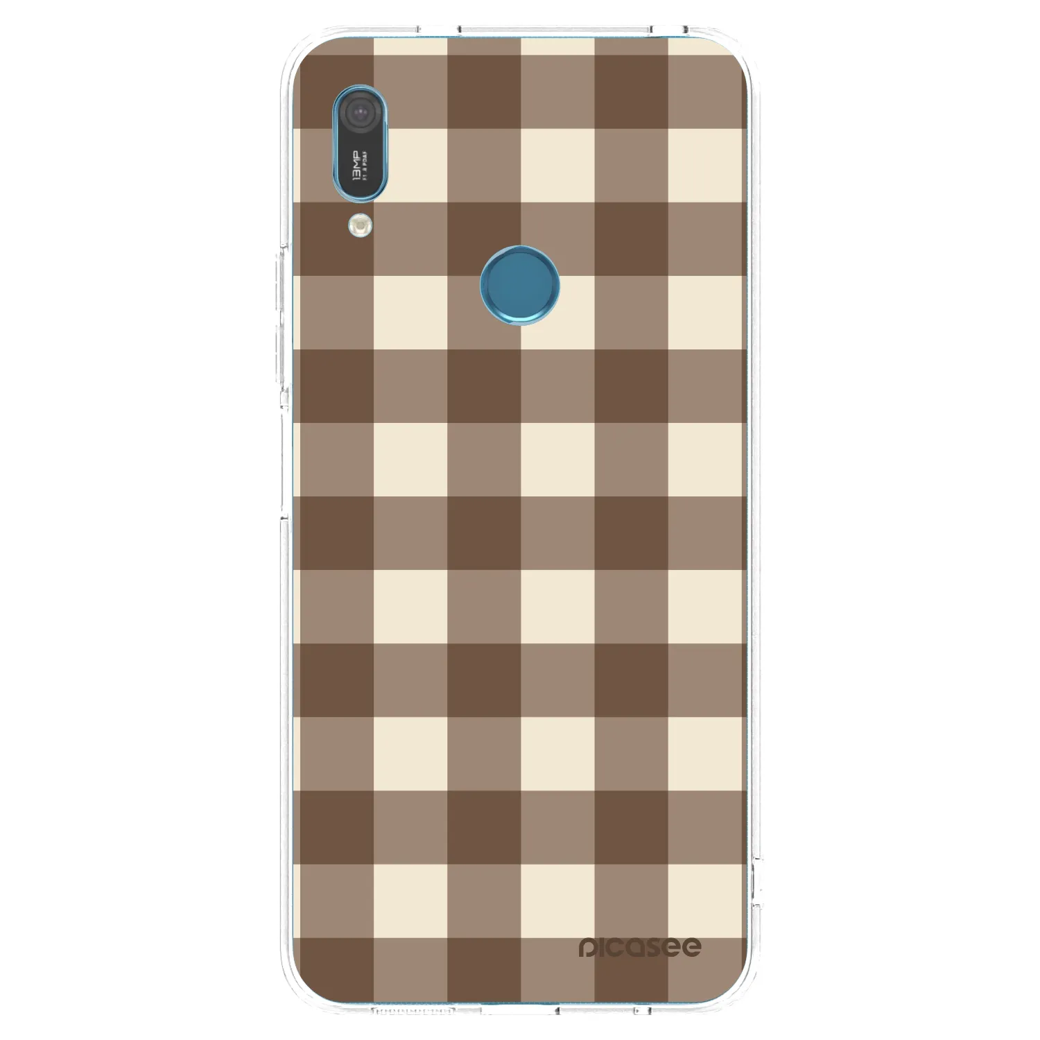 Picasee átlátszó szilikon tok az alábbi mobiltelefonokra Huawei Y6 2019 - Brown grid