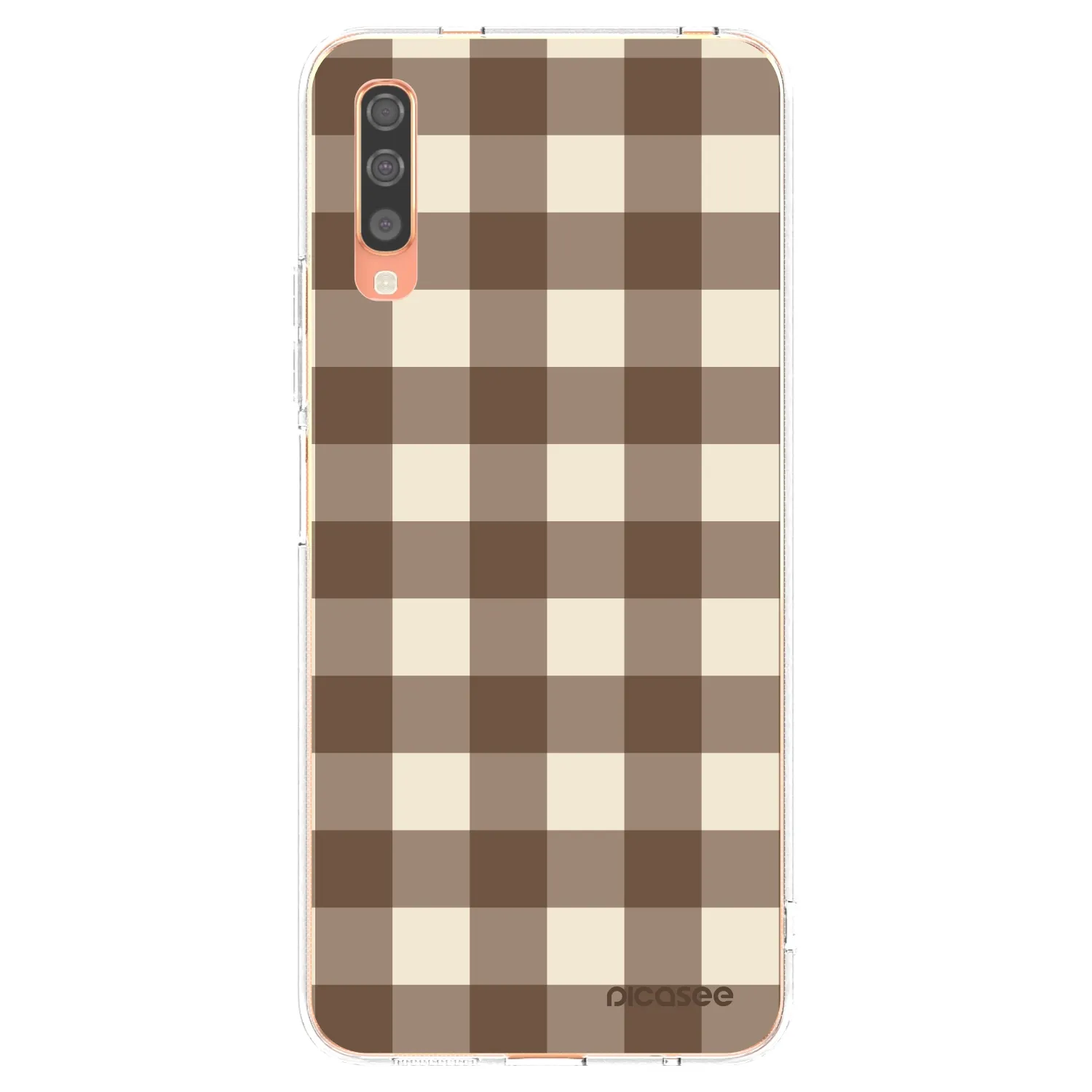 Picasee átlátszó szilikon tok az alábbi mobiltelefonokra Samsung Galaxy A70 A705F - Brown grid