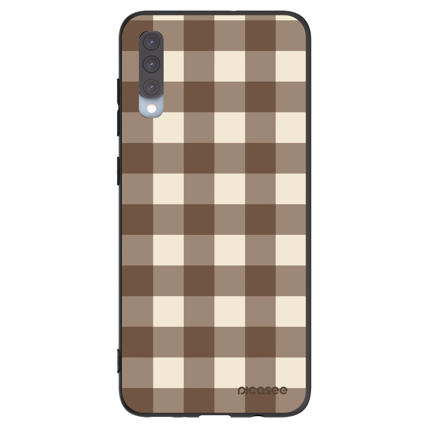 Picasee fekete szilikon tok az alábbi mobiltelefonokra Samsung Galaxy A70 A705F - Brown grid